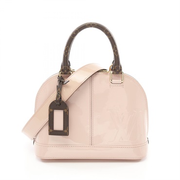LOUIS VUITTON Alma BB 2way Handbag M51949 Vernis Monogram Brown Pink Used LV