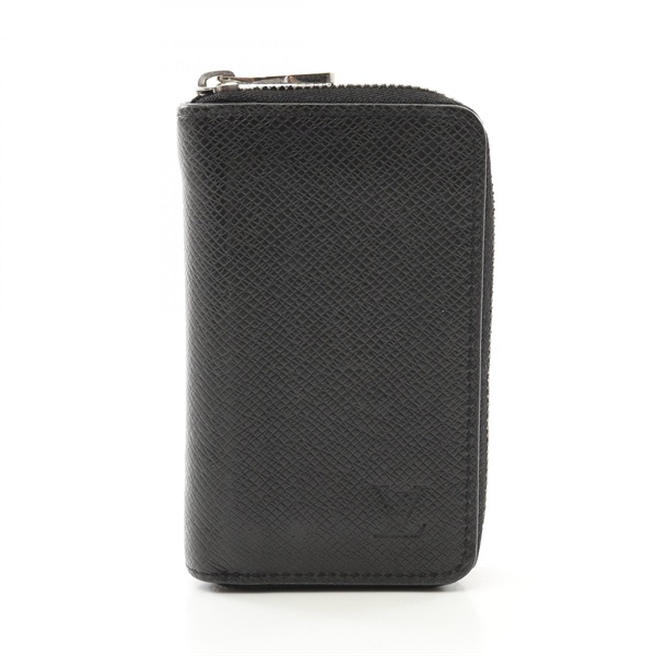 LOUIS VUITTON Zip around coin purse M30511 Taiga leather Black Ardoise Used mens