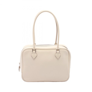HERMES Mini plume 20 Hand bag R Swift leather Beige Craie Used SHW