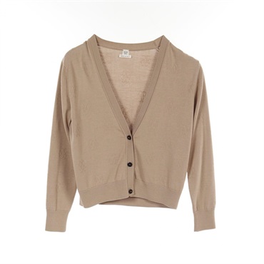 HERMES H lift cardigan short #36 silk cotton Beige Used