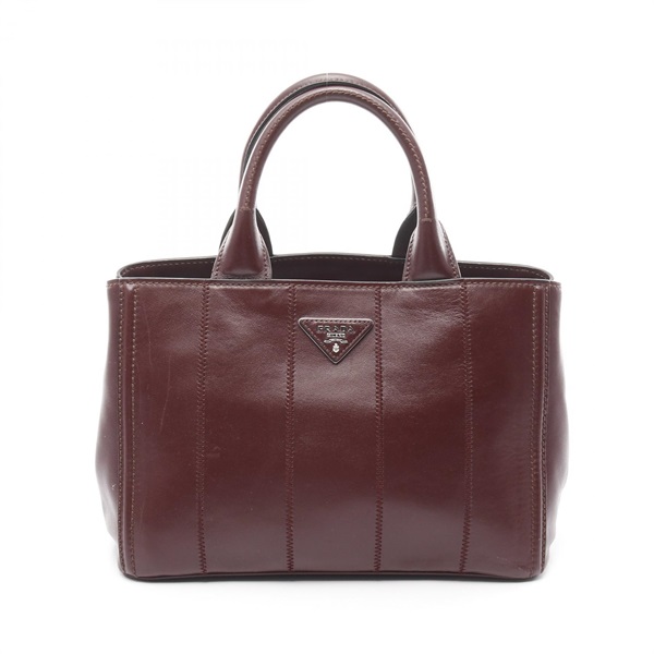 PRADA SOFT CALF Tote Hand Bag 1BG900 leather Bordeaux Used Women No strap