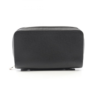 LOUIS VUITTON Zippy XL long wallet M44275 Taiga leather Black Ardoise Used mens