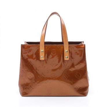 LOUIS VUITTON Reed PM Tote Handbag M91146 Vernis leather Bronze Used Women LV