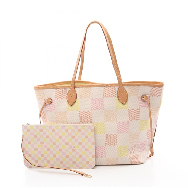 LOUIS VUITTON Neverfull MM Tote shoulder Bag N40668 Damier Licioud leather Pink