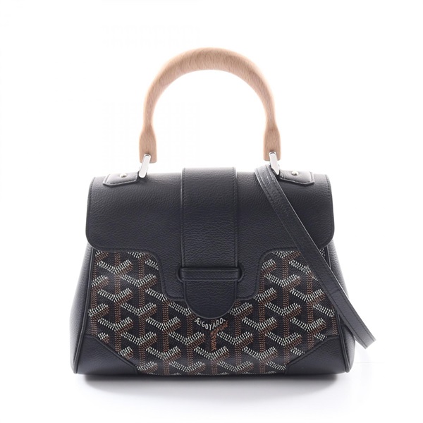 GOYARD Saigon Mini Hand shoulder crossbody bag canvas leather Black Brown Used