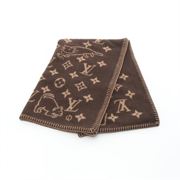 LOUIS VUITTON Couverture Small Blanket MP2260 wool cashmere Brown Used unisex