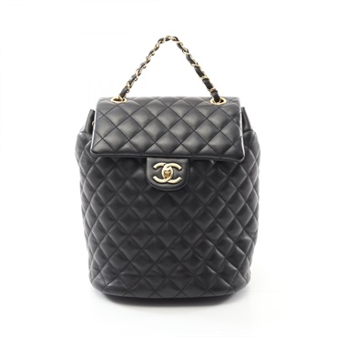 CHANEL Matelasse Rucksack Backpack bag A91121 Lambskin Black Used GHW
