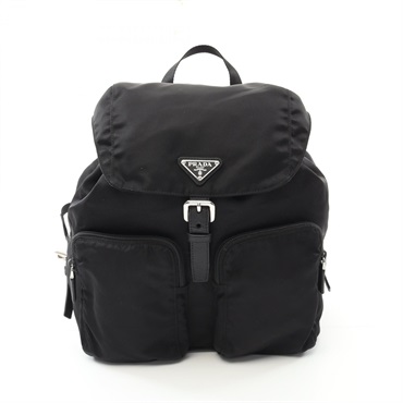 PRADA TESSUTO Rucksack Backpack bag 1BZ005 Nylon Saffiano leather Black Used