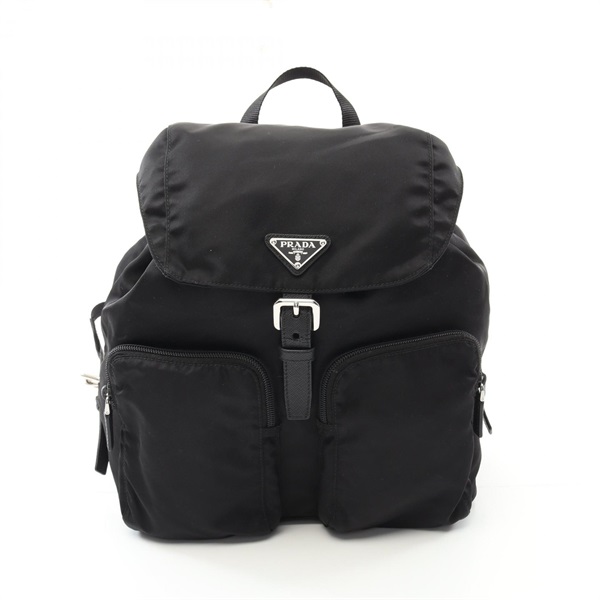PRADA TESSUTO Rucksack Backpack bag 1BZ005 Nylon Saffiano leather Black Used