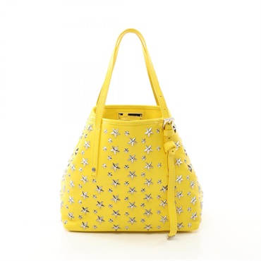 JIMMY CHOO SASHA S Tote hand Bag studs leather Yellow Used