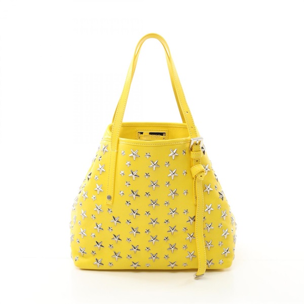 JIMMY CHOO SASHA S Tote hand Bag studs leather Yellow Used