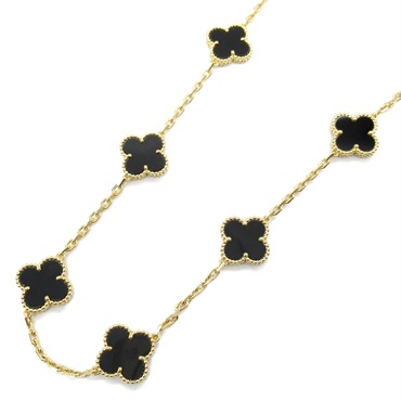 Van Cleef & Arpels Vintage Alhambra Necklace Onyx 18KYG Yellow Gold Black Used