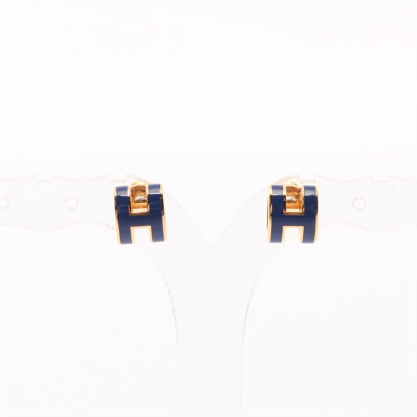 HERMES MINI POP H Pierced earrings Gold Plated Blue tie Used