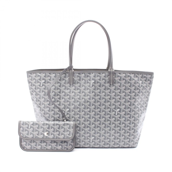 GOYARD Saint Louis PM Tote Bag PVC coated canvas leather Gray White Used Women