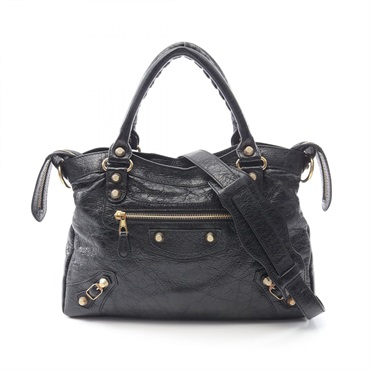 BALENCIAGA Giant town Shoulder Handbag 285434.1000.F528147 leather Black Used