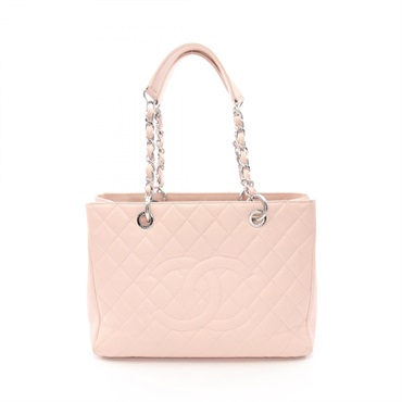 CHANEL Matelasse Grand Shopping GST Tote Bag A50995 leather Pink Used SHW women