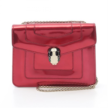 BVLGARI Serpenti Forever Chain Shoulder Bag leather Red Used Women