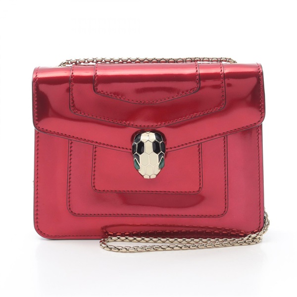 BVLGARI Serpenti Forever Chain Shoulder Bag leather Red Used Women