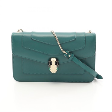 BVLGARI Serpenti Forever chain Shoulder Bag leather Green Used Women GHW