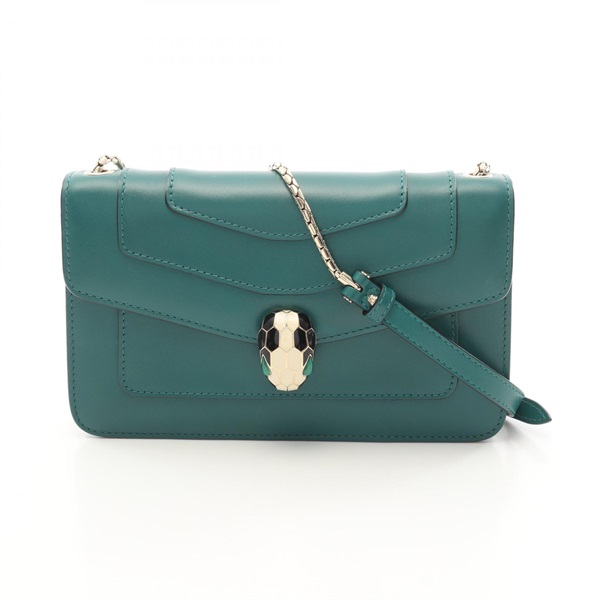 BVLGARI Serpenti Forever chain Shoulder Bag leather Green Used Women GHW