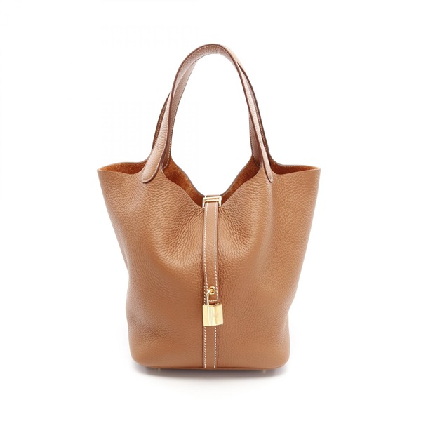 HERMES Picotin MM Handbag W Taurillon Clemence Gold GHW