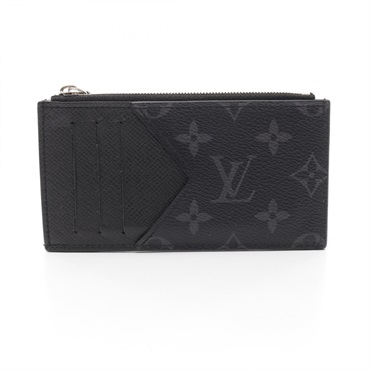 LOUIS VUITTON Coin card holder purse M30271 Taigalama canvas leather Black Used