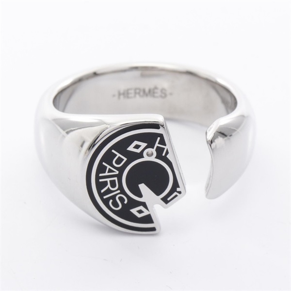 HERMES Carrousel Ring Stainless Steel Black Used unisex US size 10.25 #62