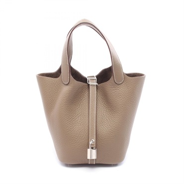 HERMES Picotin Lock PM Hand tote bag K Taurillon Clemence Etoupe Grey SHW