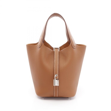 HERMES Picotin Lock PM Handbag K Clemence leather Brown Women SHW