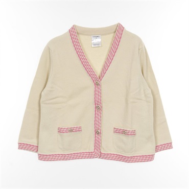 CHANEL Knitwear cardigan P40294K02905 cashmere Beige Pink Used Women size 42