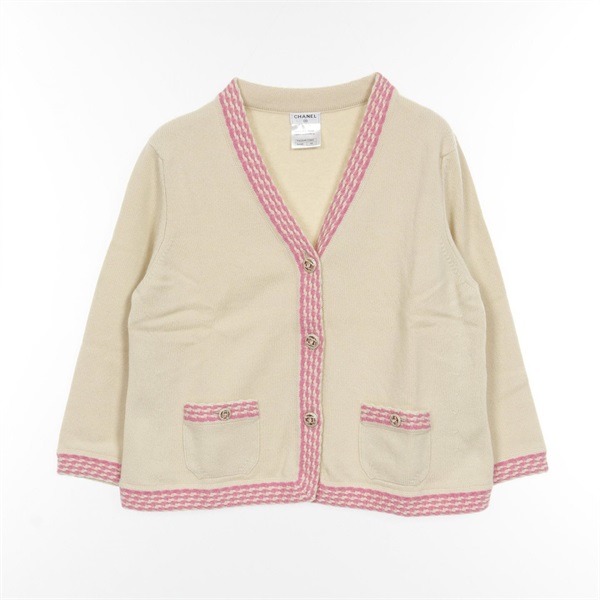 CHANEL Knitwear cardigan P40294K02905 cashmere Beige Pink Used Women size 42