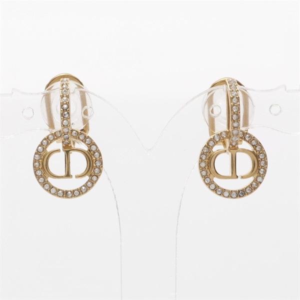 Christian Dior Petit CD clip-on earrings Gold Plated Rhinestone Used women