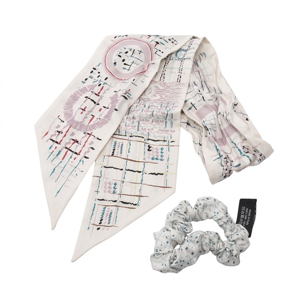 CHANEL COCO Mark Scrunchie Scarf silk White Multicolor Used Women CC