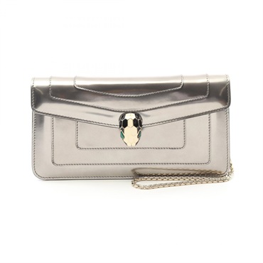 BVLGARI Serpenti Forever Shoulder crossbody Bag patent leather Gray Used Women