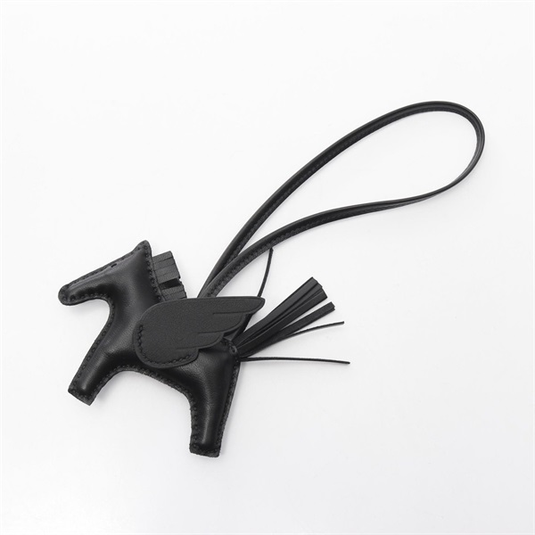HERMES Rodeo Pegasus PM Bag charm Agneau milo leather Black Used Women