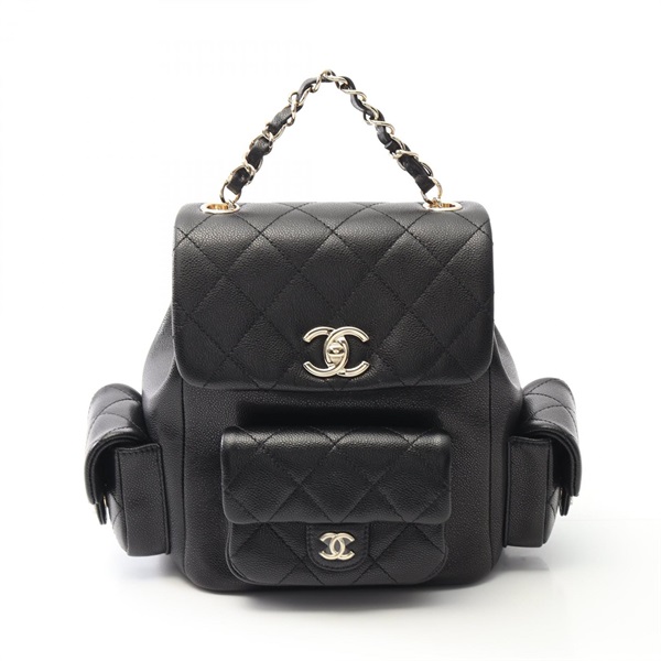 CHANEL Matelasse Rucksack Backpack chain bag AS4399 calf leather Black Used GHW