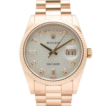 ROLEX Day Date 10P Oxford Motif Wrist Watch 118235FNG Automatic 18KPG Used women