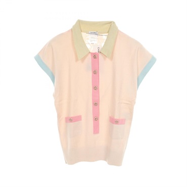 CHANEL COCO Mark button knitwear P40309 K02897 cashmere Pink Multicolor Used #42