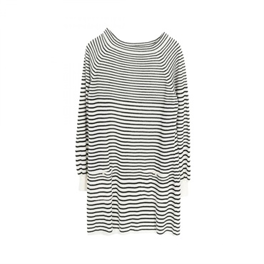 CHANEL Coco Pearl Button Dress P56166K07345 Polyester Cupra B&W #40 Used Women