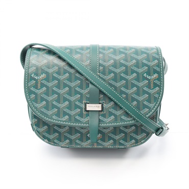 GOYARD Belvedere PM Shoulder Bag crossbody canvas leather Green Used Women