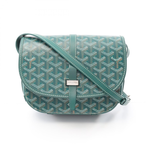 GOYARD Belvedere PM Shoulder Bag crossbody canvas leather Green Used Women