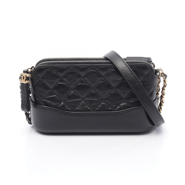 CHANEL COCO Mark chain Shoulder Bag A94505 leather Black Used Women GHW CC