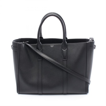 CELINE Medium Cabas Tote Shoulder Bag 116273FGA leather Black Used crossbody