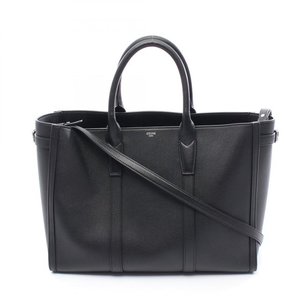 CELINE Medium Cabas Tote Shoulder Bag 116273FGA leather Black Used crossbody