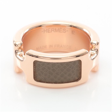 HERMES Olympe PM Ring Gold Plated madam leather Brown etoupe women us# 7