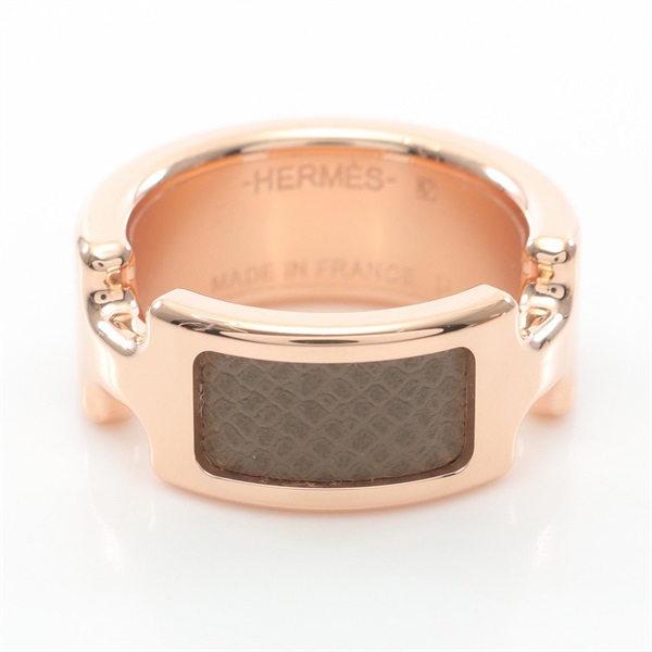 HERMES Olympe PM Ring Gold Plated madam leather Brown etoupe women us# 7