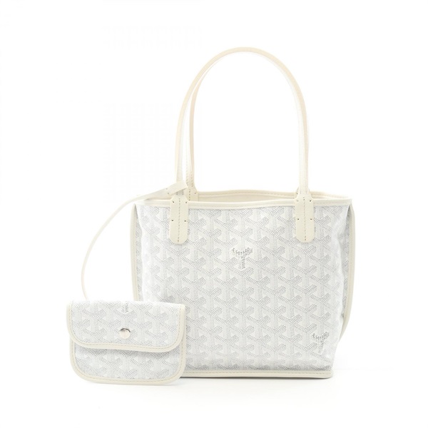 GOYARD Mini Ange Pouch Tote Bag Canvas leather White Used Women