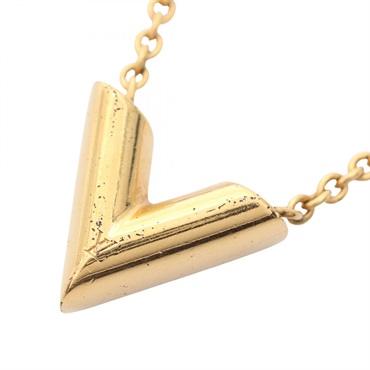 LOUIS VUITTON Essential V Necklace pendant Gold Plated Used women