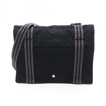 HERMES Fourre-tout Bassas MM Crossbody Shoulder Bag canvas Gray Used unisex SHW