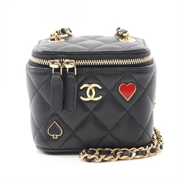 CHANEL Matelasse small vanity chain Shoulder Bag AP3078 leather Black Used GHW